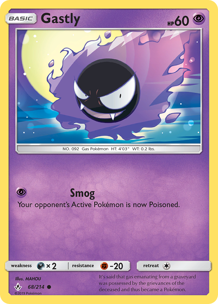 Gastly - 68/214 - Reverse Holo - UNBROKEN BONDS - Pokemon - Common | AA115-16