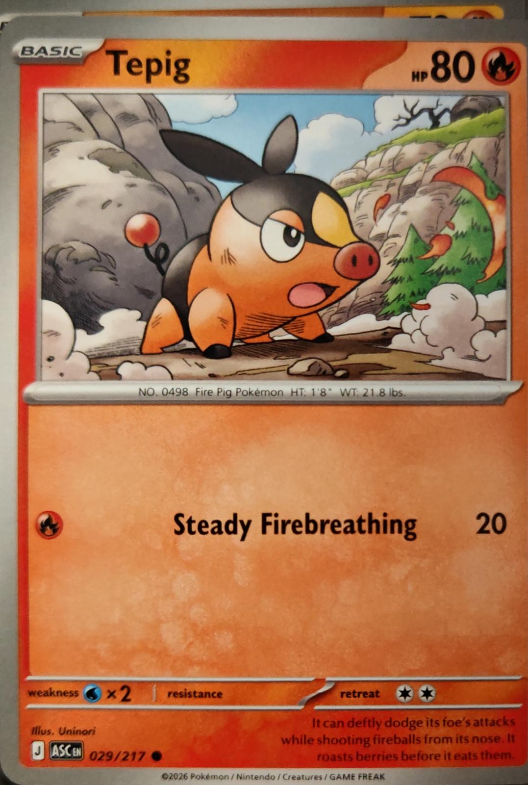 Tepig - 029/217 - - ASCENDED HEROES - Pokemon - Common | AA11-100