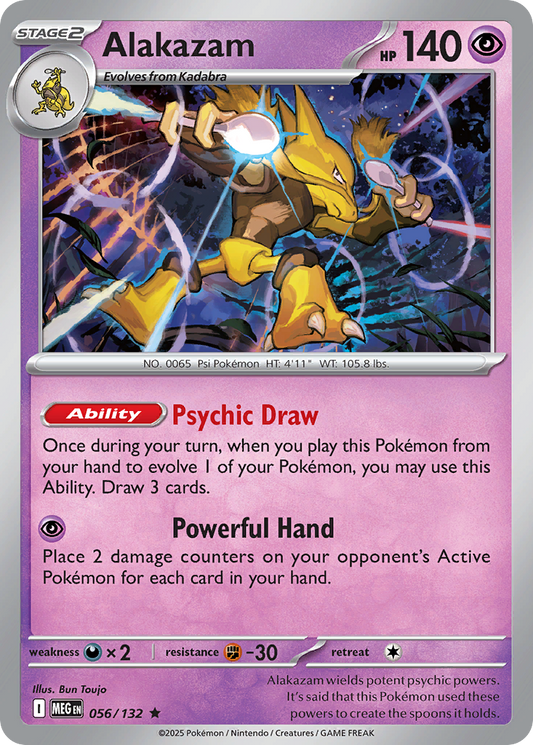 Alakazam - 056/132 - Reverse Holo - MEGA EVOLUTION - Pokemon - Rare | AA55-15