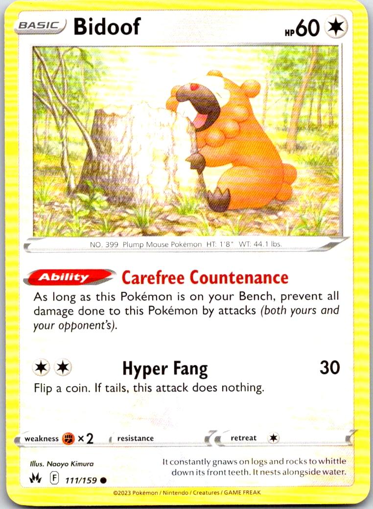 Bidoof - 111/159 - - CROWN ZENITH - Pokemon - Common | AA105-32