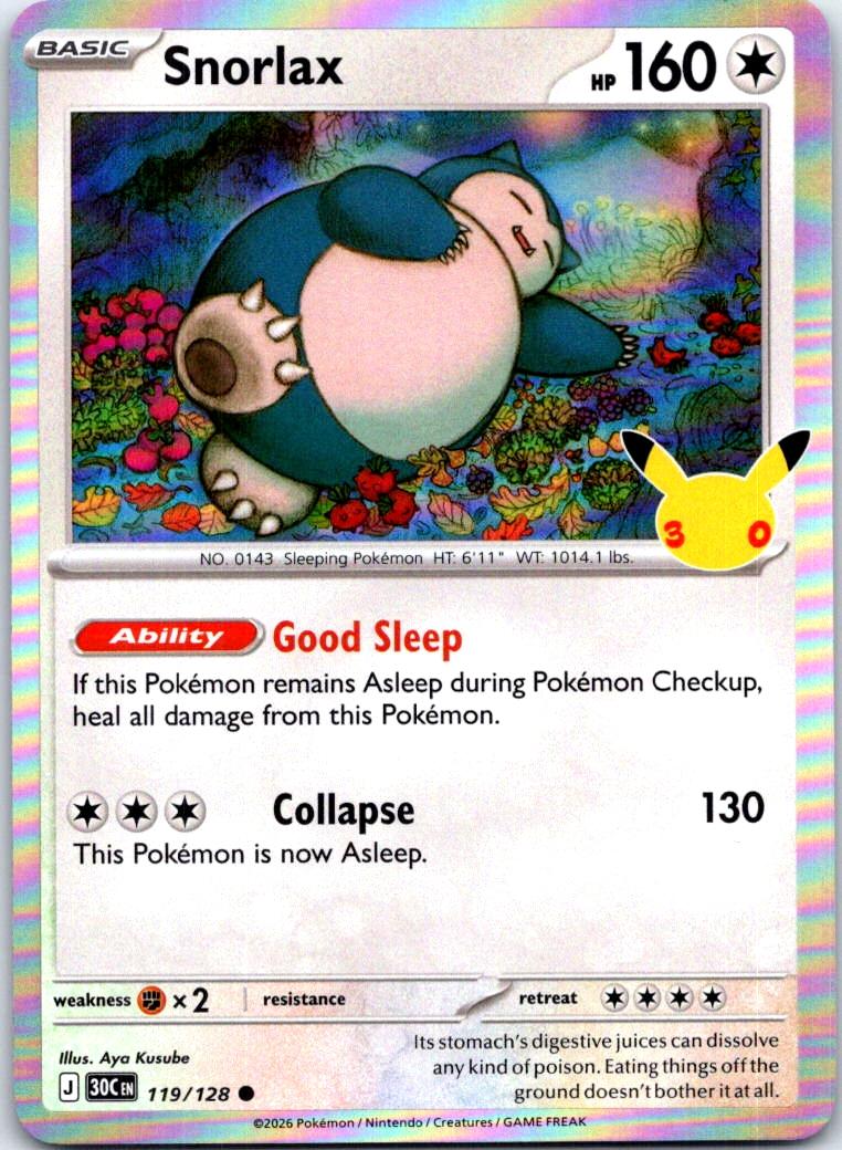 Snorlax - 119/128 - Holo - ME: 30TH CELEBRATION - Pokemon - Common | AC31-45