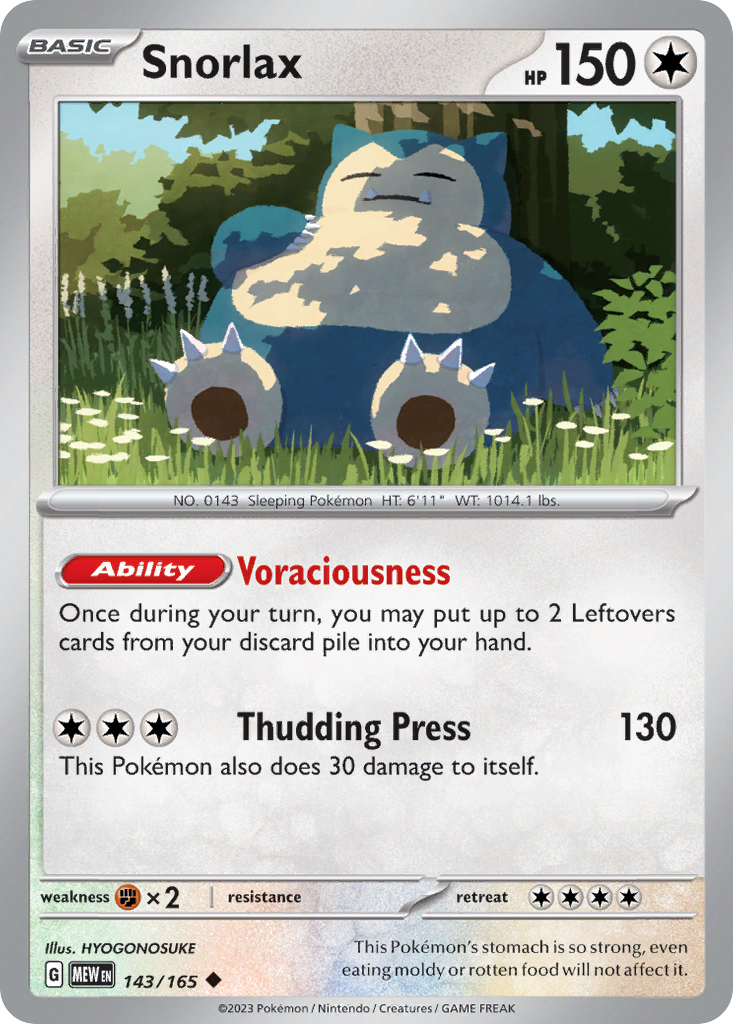 Snorlax - 143/165 - - 151 - Pokemon - Uncommon | AA99-21