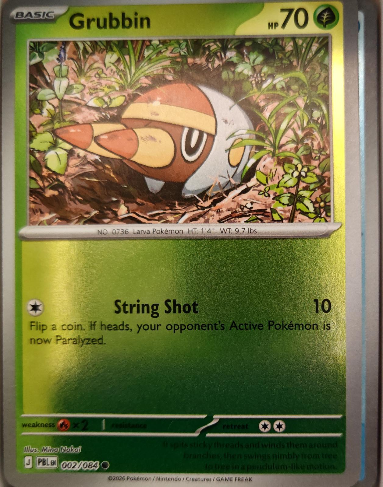 Grubbin - 002/084 - Reverse Holo - PITCH BLACK - Pokemon - Common | AA14-90
