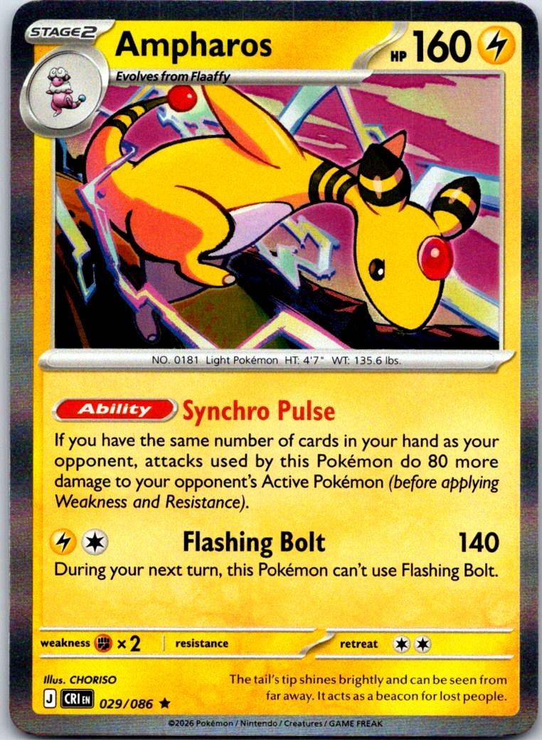 Ampharos - 029/086 - Holo - CHAOS RISING - Pokemon - Rare | AA121-48