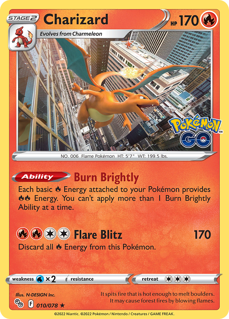 Charizard - 010/078 - Reverse Holo - POKEMON GO - Pokemon - Rare | AA119-21