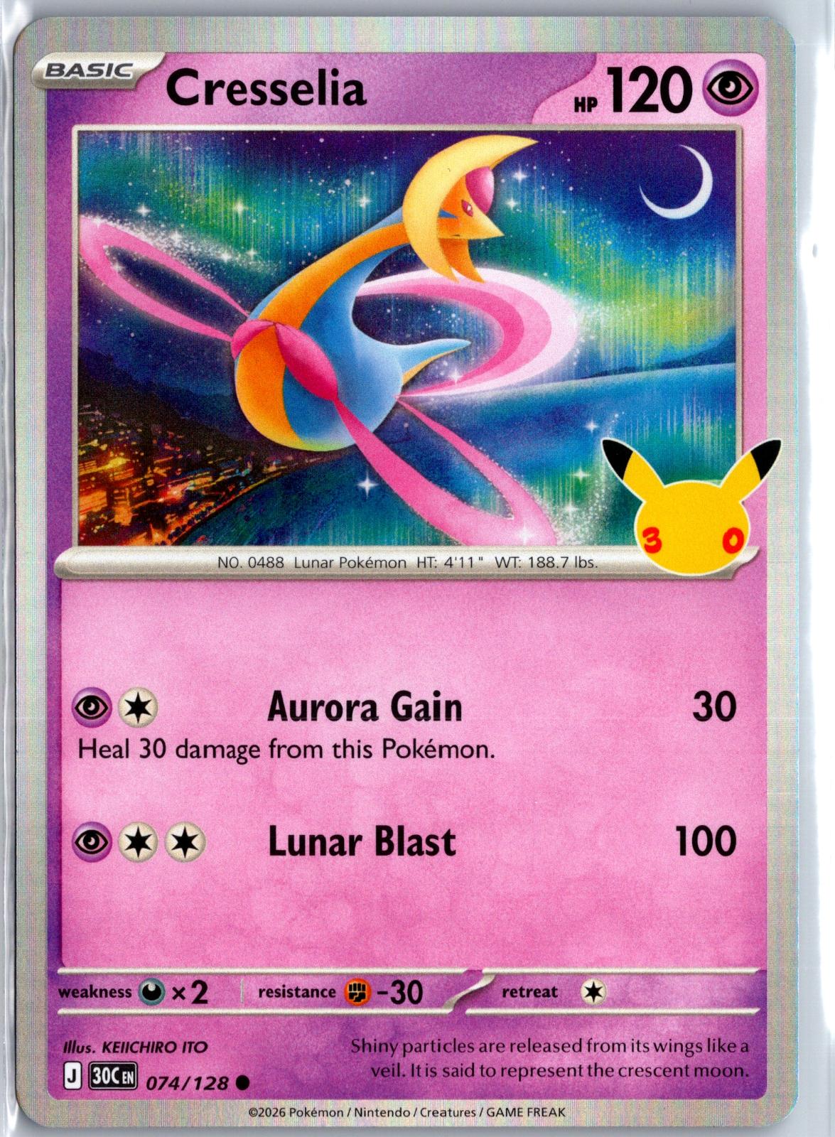 Cresselia - 074/128 - Holo - ME: 30TH CELEBRATION - Pokemon - | AA97-22