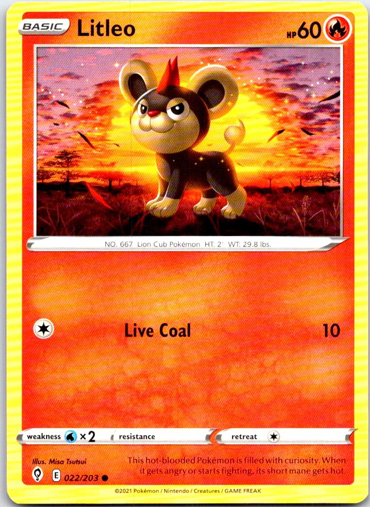 Litleo - 022/203 - - EVOLVING SKIES - Pokemon - Common | AB35-37