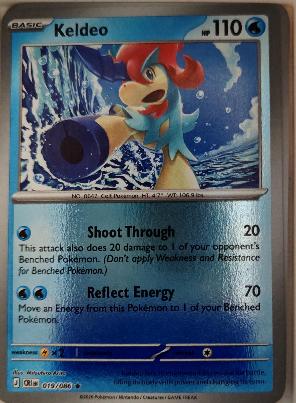 Keldeo - 019/086 - Reverse Holo - CHAOS RISING - Pokemon - Rare | AA19-10