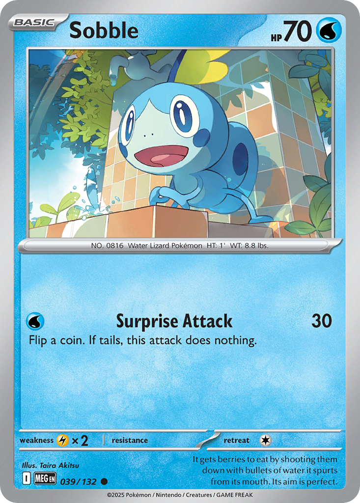 Sobble - 039/132 - Reverse Holo - MEGA EVOLUTION - Pokemon - Common | AA18-93