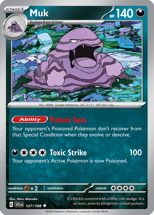 Muk - 127/198 - Reverse Holo - SCARLET & VIOLET - Pokemon - Uncommon | AA49-46