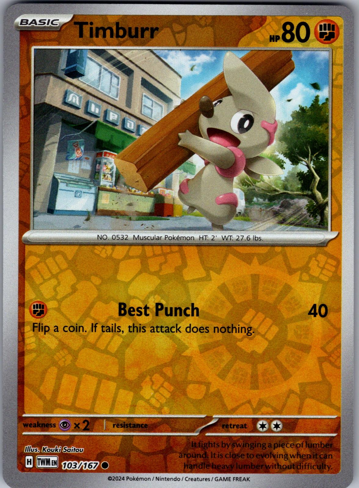 Timburr - 103/167 - Reverse Holo - TWILIGHT MASQUERADE - Pokemon - | AA82-43