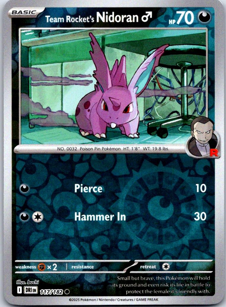 Team Rocket's NidoranM - 117/182 - Reverse Holo - DESTINED RIVALS - Pokemon - | AA124-18