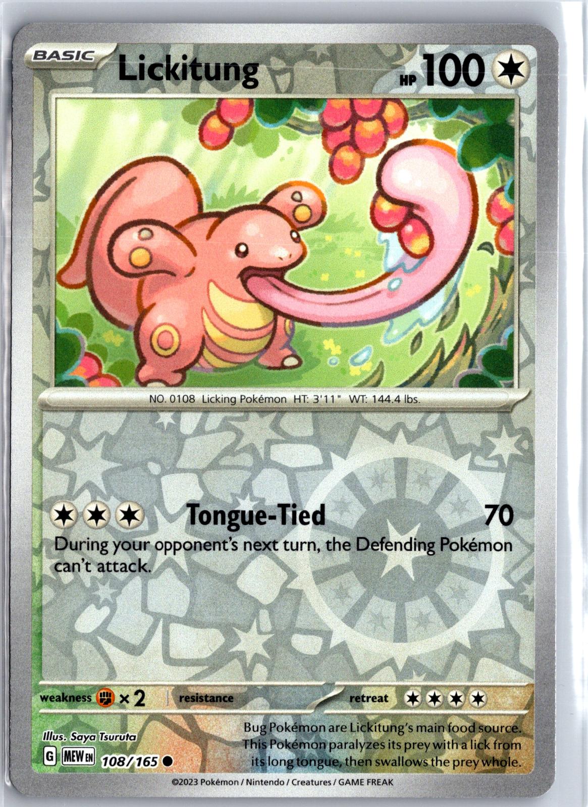 Lickitung - 108/165 - Reverse Holo - 151 - Pokemon - Common | AA130-33