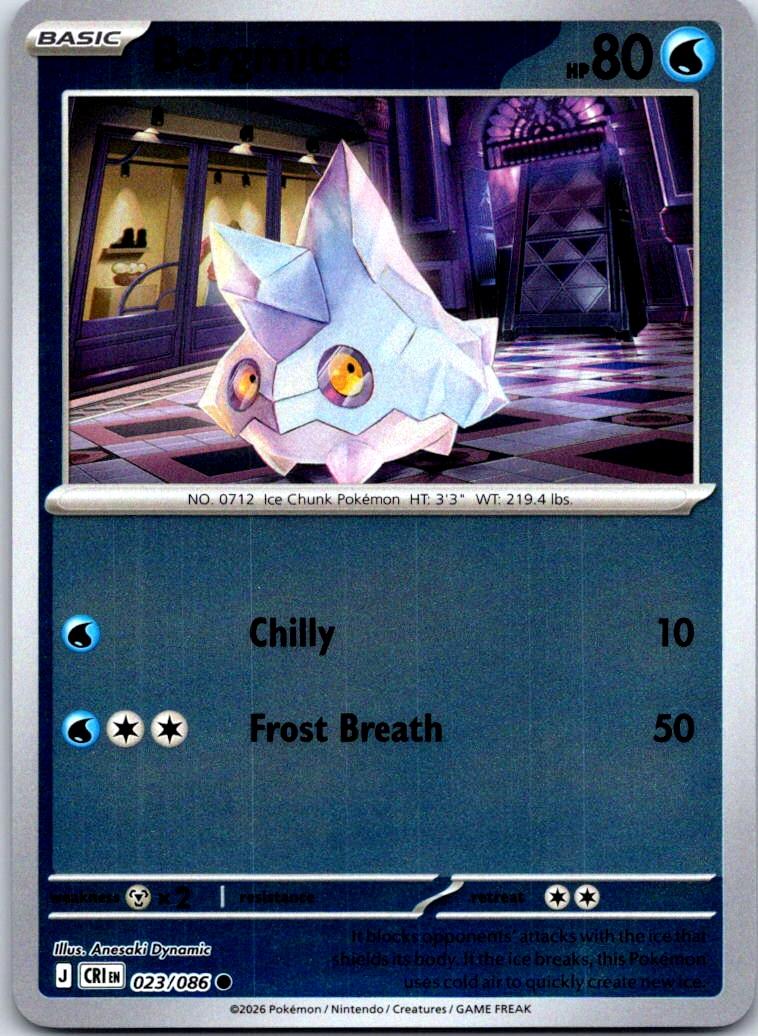 Bergmite - 023/086 - Reverse Holo - CHAOS RISING - Pokemon - Common | AA124-4