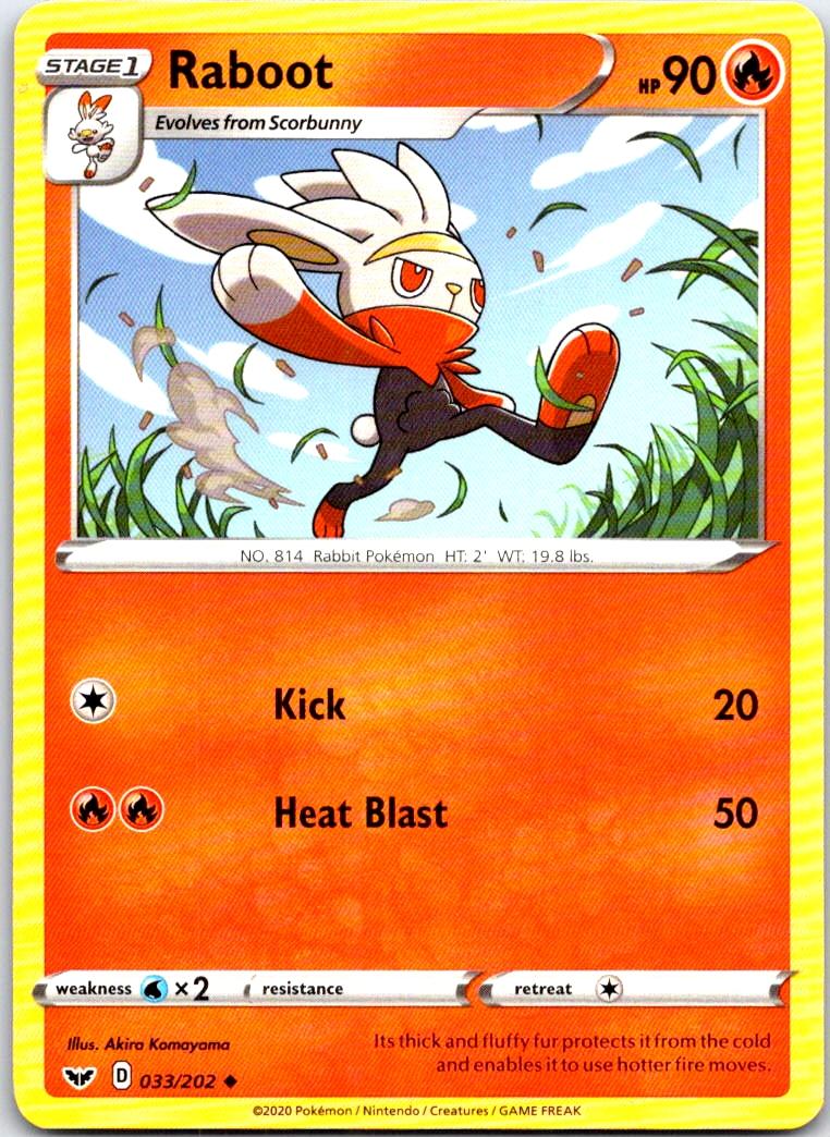 Raboot - 033/202 - - SWORD & SHIELD - Pokemon - Uncommon | AB72-7