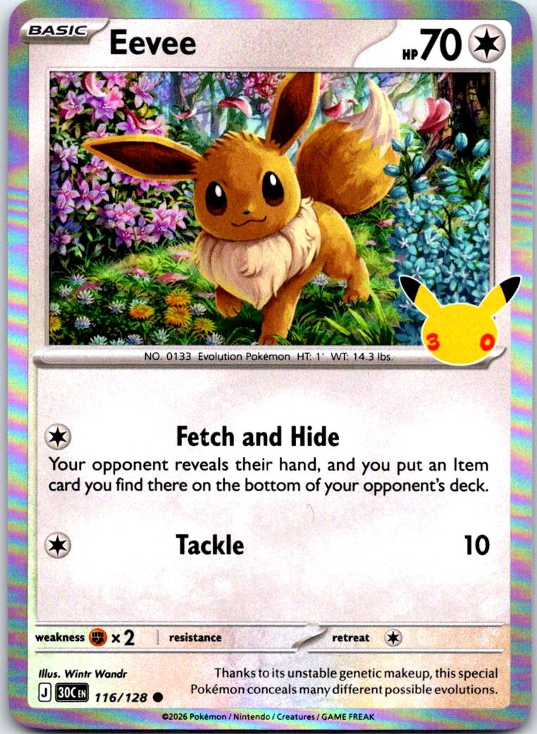 Eevee - 116/128 - Holo - ME: 30TH CELEBRATION - Pokemon - Common | AB31-8