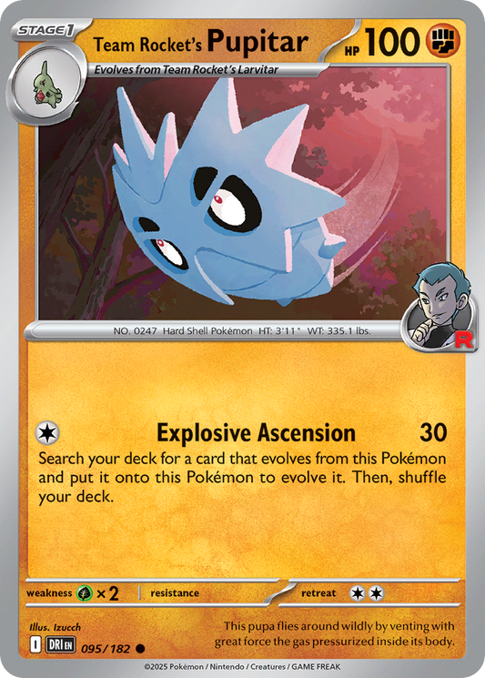 Team Rocket's Pupitar - 095/182 - - DESTINED RIVALS - Pokemon - Common | AA12-60