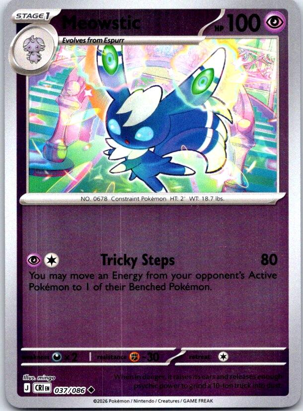 Meowstic - 037/086 - Reverse Holo - CHAOS RISING - Pokemon - Uncommon | AC28-30
