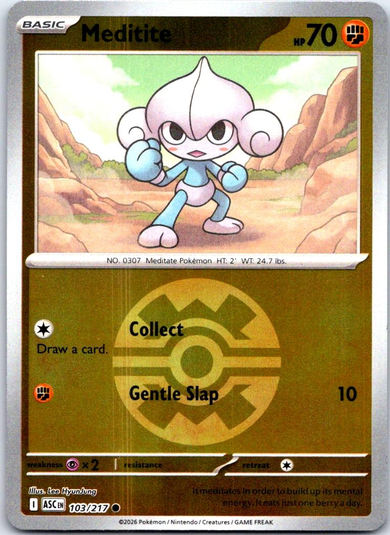 Meditite (Quick Ball) - 103/217 - Reverse Holo - ASCENDED HEROES - Pokemon - | AB42-52