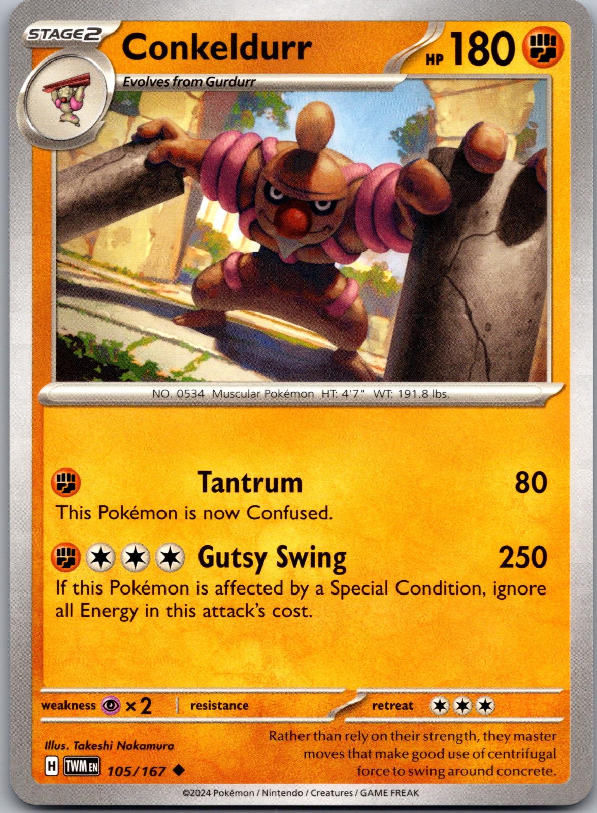 Conkeldurr - 105/167 - - TWILIGHT MASQUERADE - Pokemon - Uncommon | AA84-9