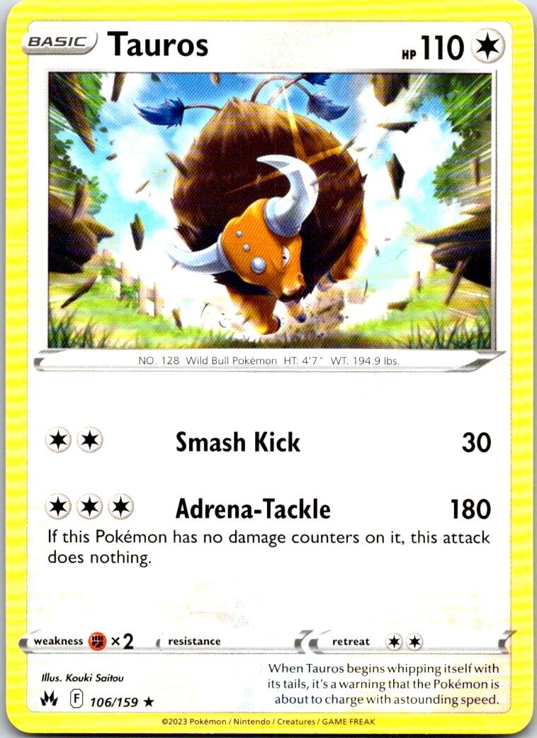 Tauros - 106/159 - - CROWN ZENITH - Pokemon - Rare | AA105-16