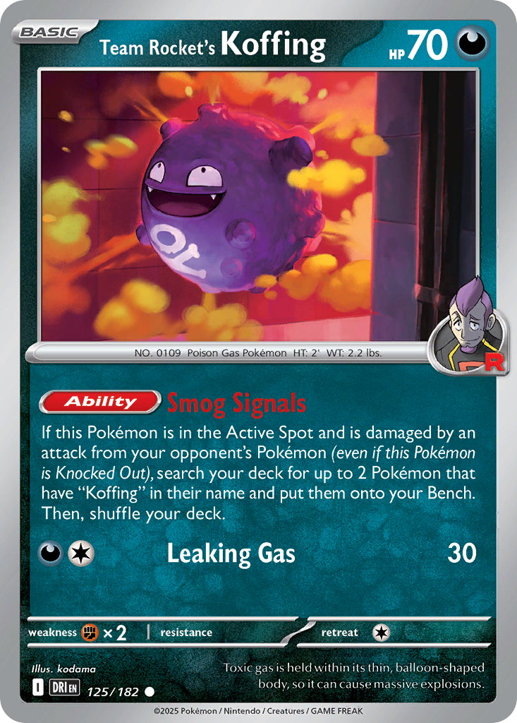 Team Rocket's Koffing - 125/182 - Reverse Holo - DESTINED RIVALS - Pokemon - | AA19-48