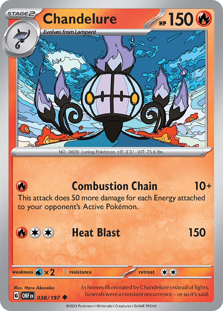 Chandelure - 038/197 - - OBSIDIAN FLAMES - Pokemon - Uncommon | AA11-18