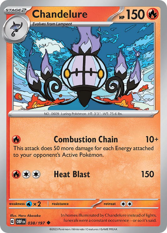 Chandelure - 038/197 - - OBSIDIAN FLAMES - Pokemon - Uncommon | AA11-18