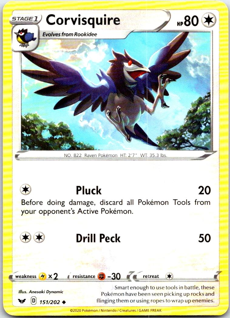 Corvisquire - 151/202 - - SWORD & SHIELD - Pokemon - Uncommon | AB80-31
