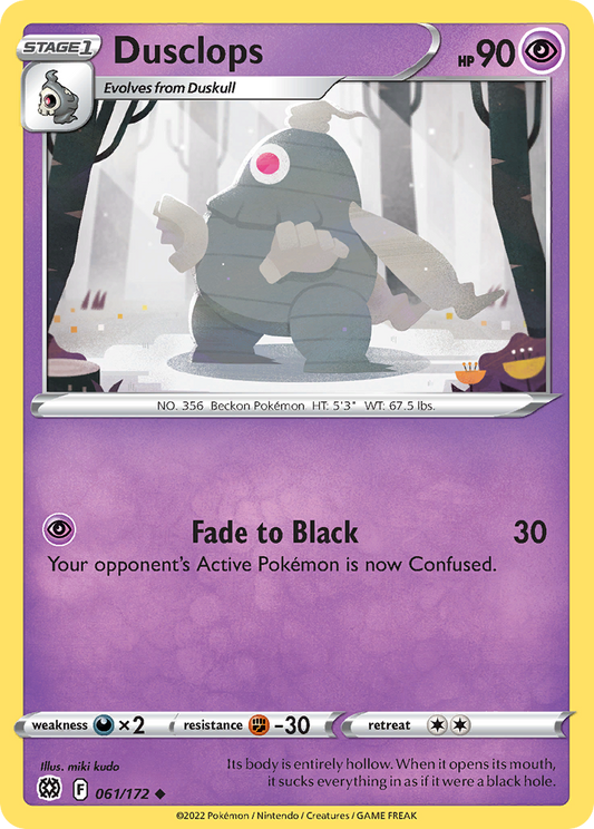 Dusclops - 061/172 - Reverse Holo - BRILLIANT STARS - Pokemon - | AA22-55