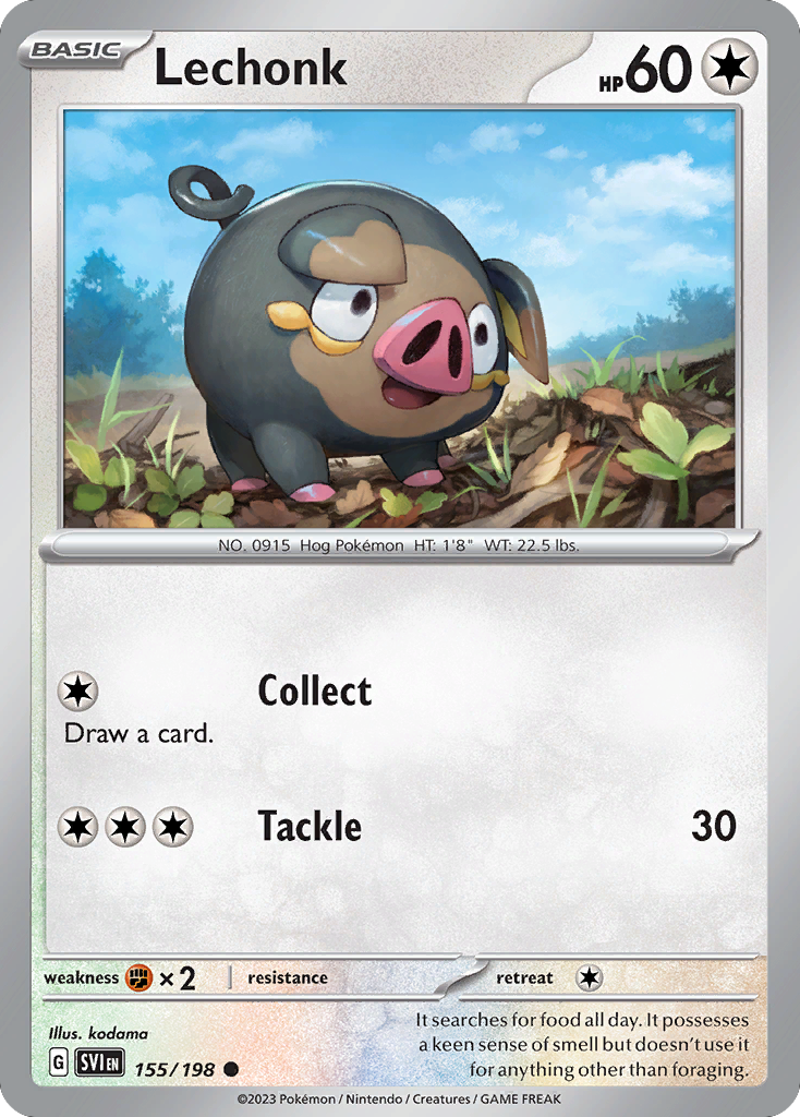 Lechonk - 155/198 - Reverse Holo - SCARLET & VIOLET - Pokemon - Common | AA49-70