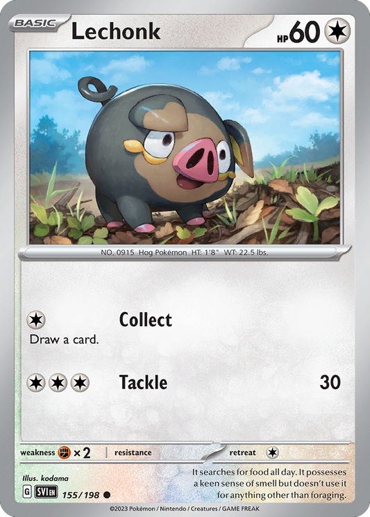Lechonk - 155/198 - Reverse Holo - SCARLET & VIOLET - Pokemon - Common | AA49-70