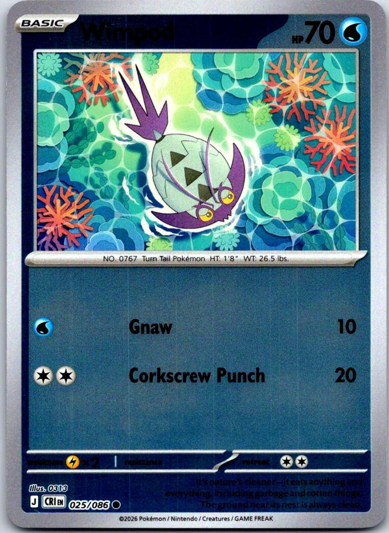 Wimpod - 025/086 - Reverse Holo - CHAOS RISING - Pokemon - Common | AA123-50