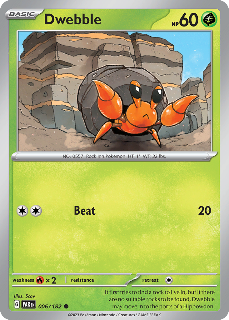 Dwebble - 006/182 - - PARADOX RIFT - Pokemon - Common | AA48-87
