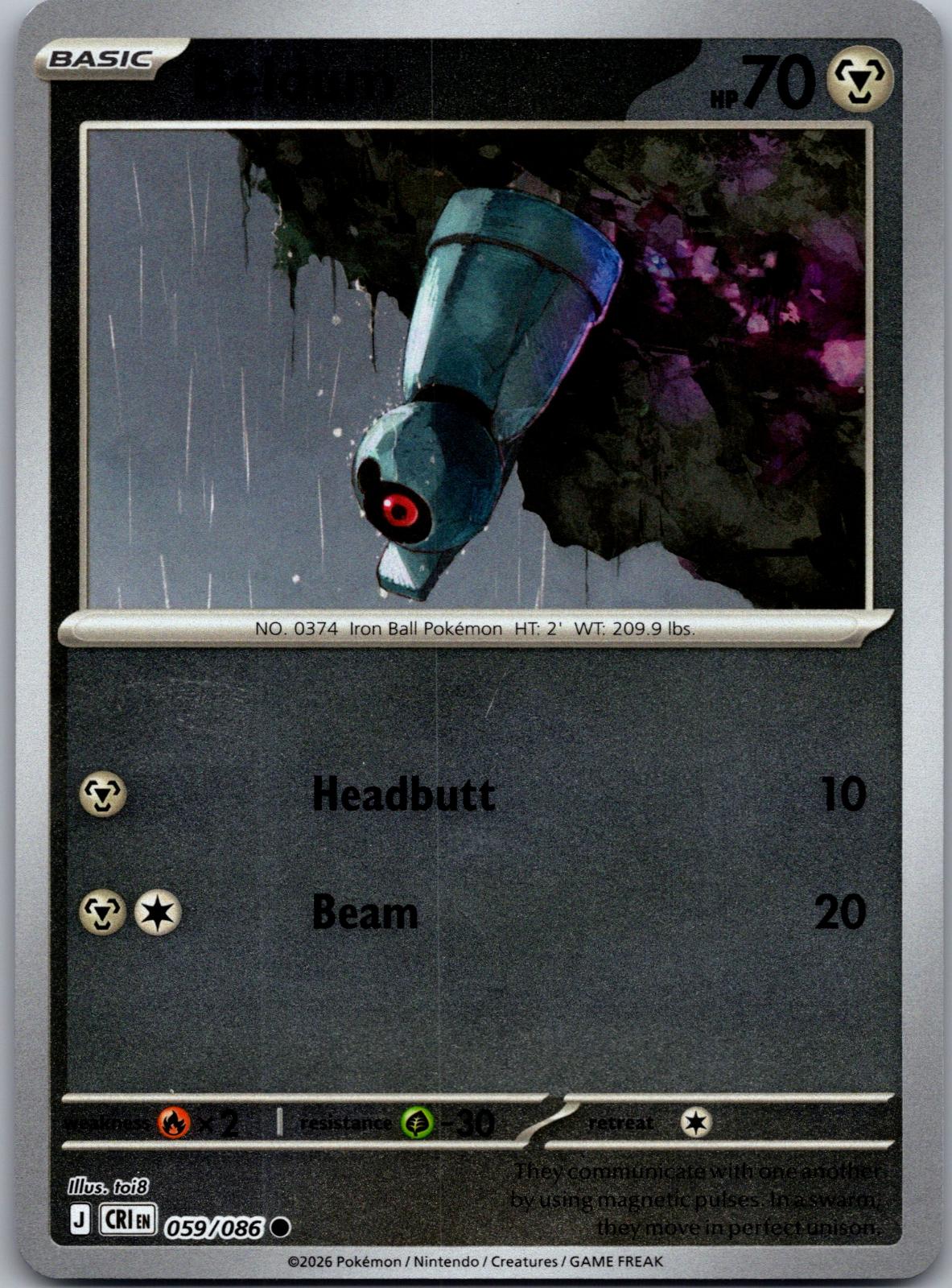 Beldum - 059/086 - Reverse Holo - CHAOS RISING - Pokemon - Common | AA80-30