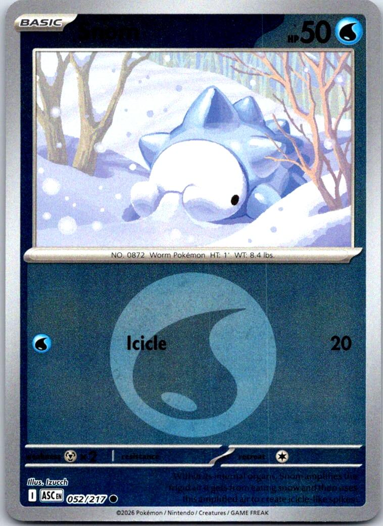 Snom (Energy Symbol Pattern) - 052/217 - Reverse Holo - ASCENDED HEROES - Pokemon - | AA131-37