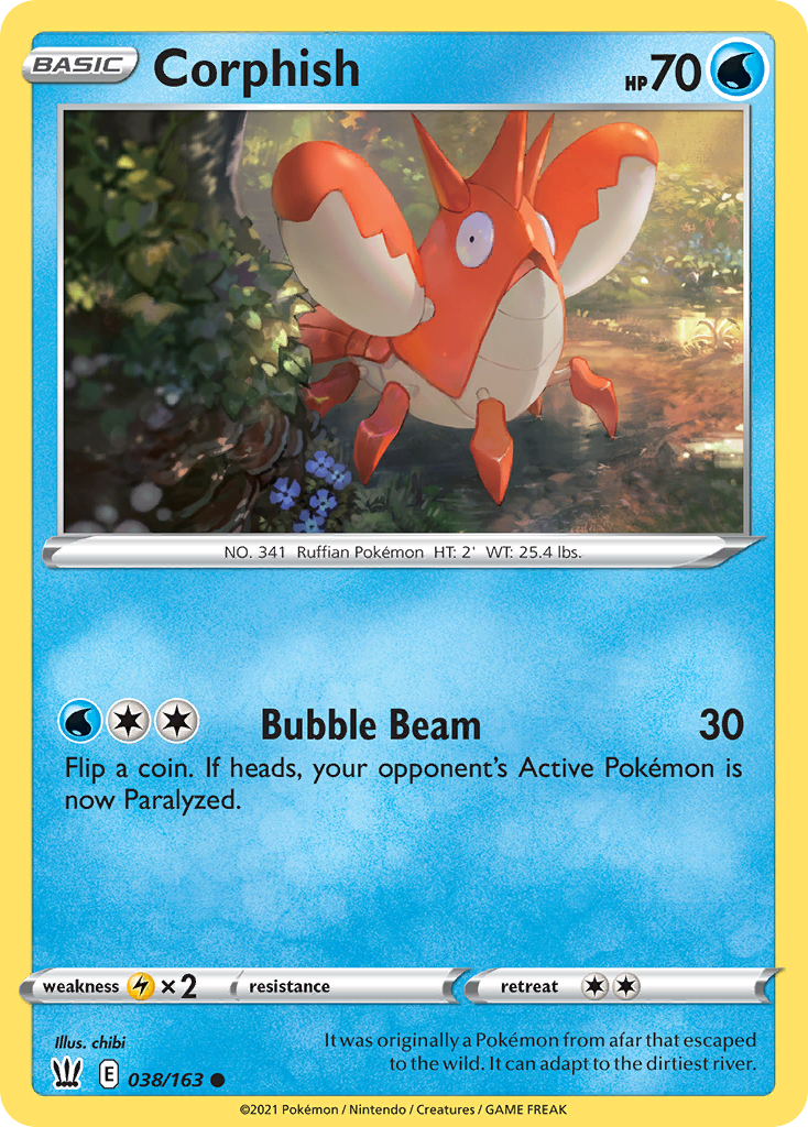 Corphish - 038/163 - Reverse Holo - BATTLE STYLES - Pokemon - Common | AA116-24
