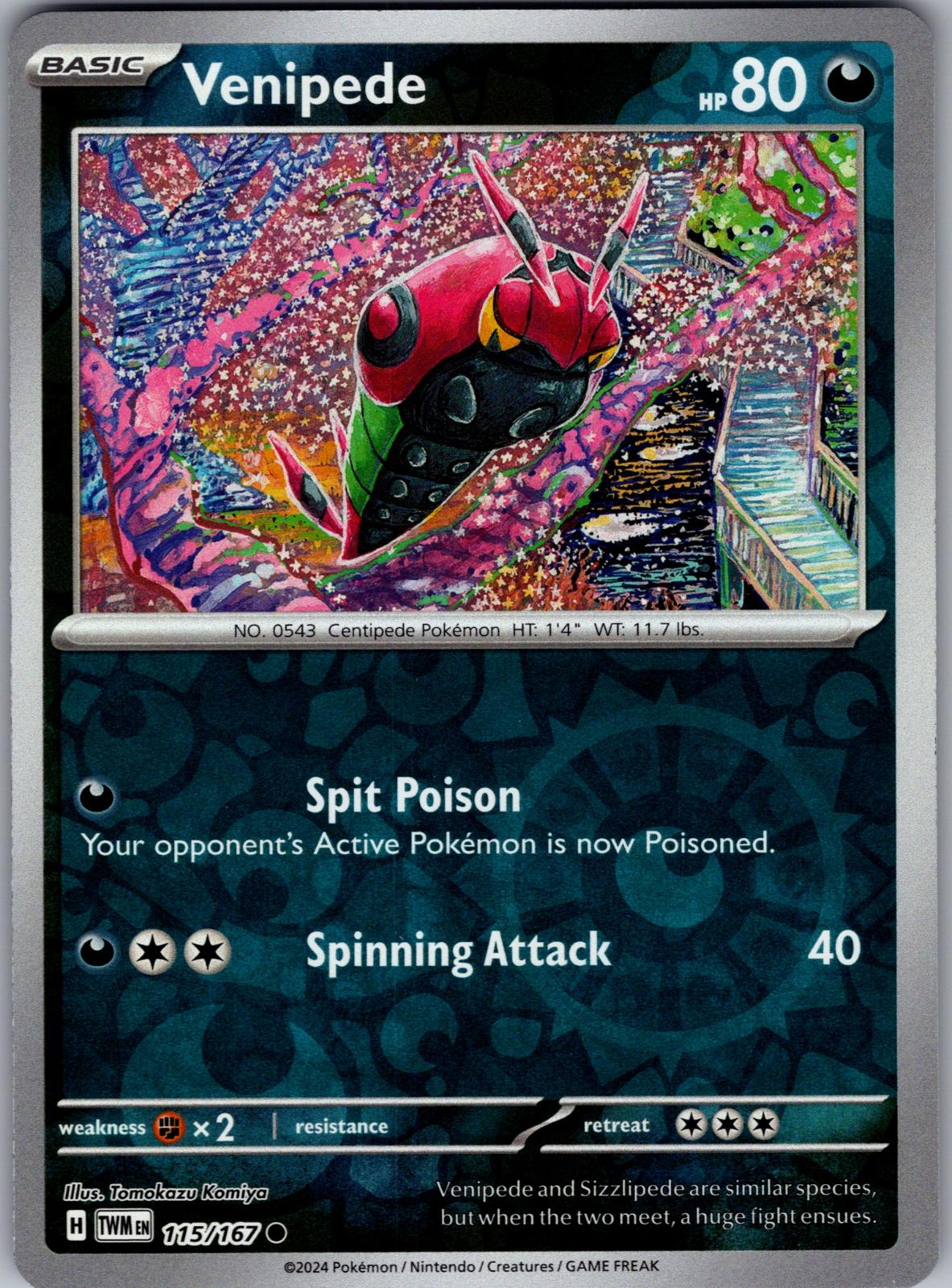 Venipede - 115/167 - Reverse Holo - TWILIGHT MASQUERADE - Pokemon - | AA82-27