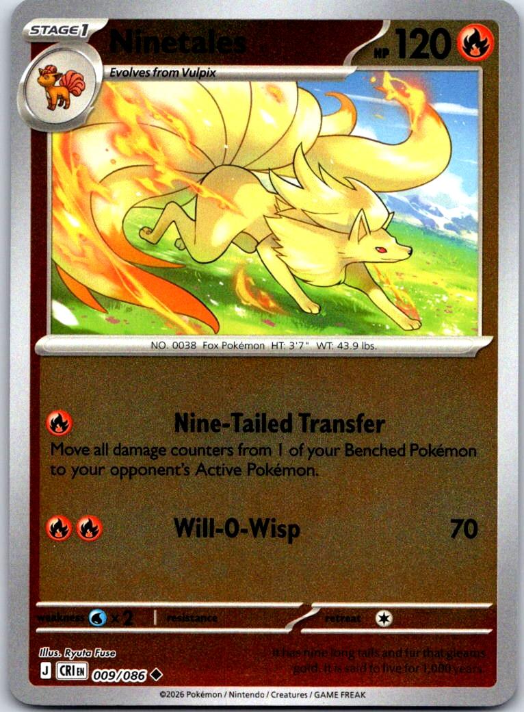 Ninetales - 009/086 - Reverse Holo - CHAOS RISING - Pokemon - Uncommon | AB01-18