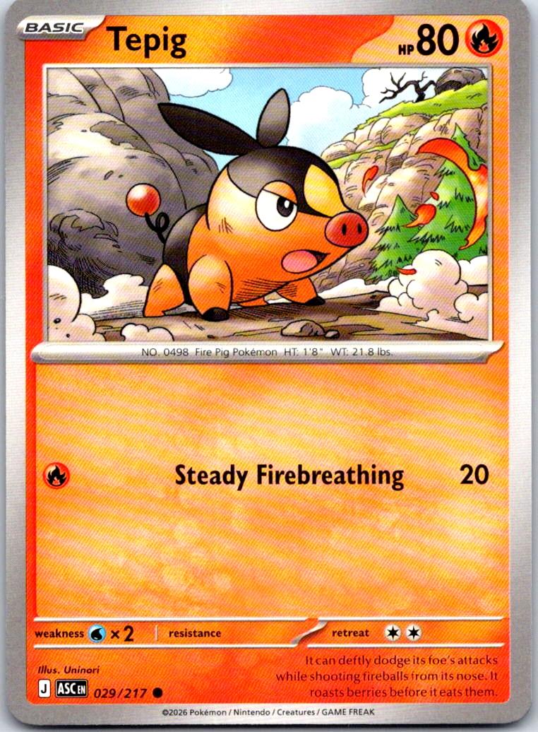 Tepig - 029/217 - - ASCENDED HEROES - Pokemon - Common | AB12-45