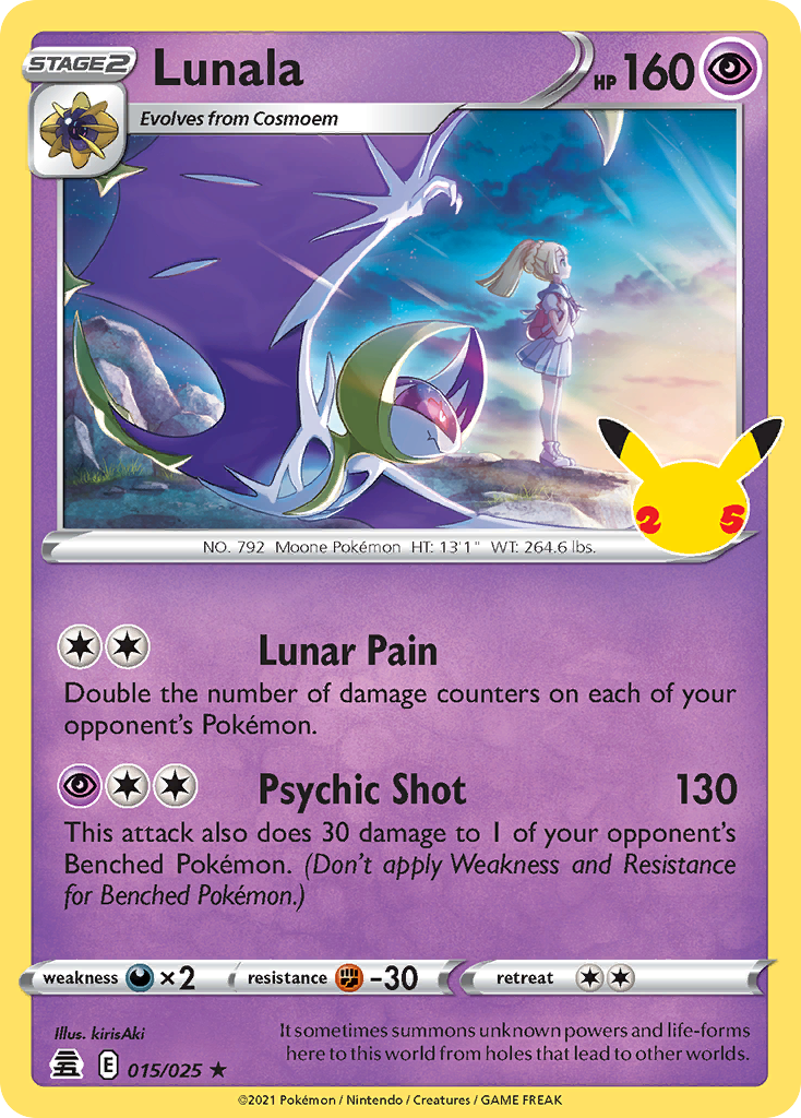 Lunala - 015/025 - Holo - CELEBRATIONS - Pokemon - Rare | AA06-3