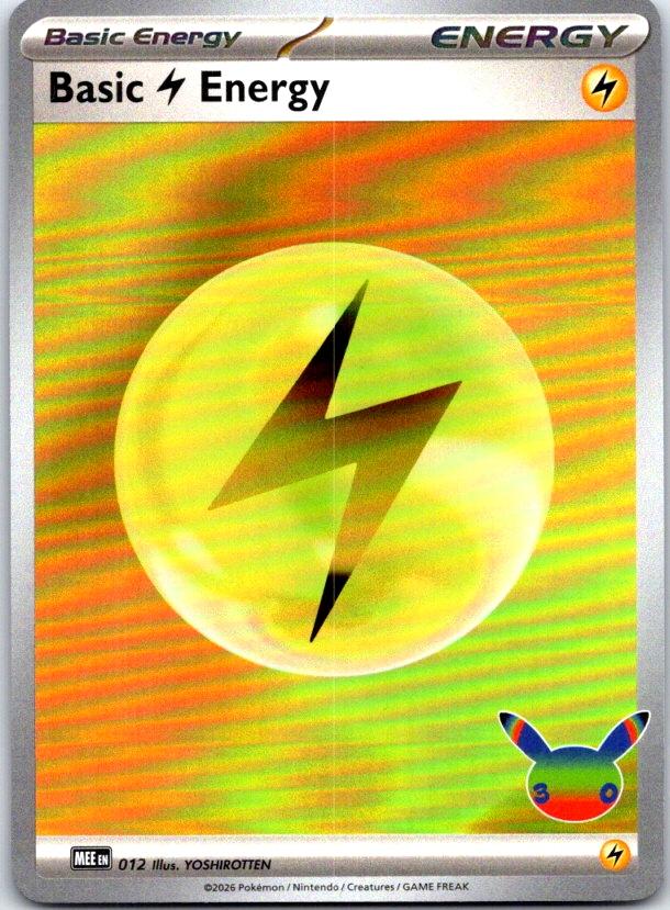 Basic Lightning Energy (30th Celebration) - 012 - Holo - MEE: MEGA EVOLUTION ENERGIES - Pokemon - | AC11-22