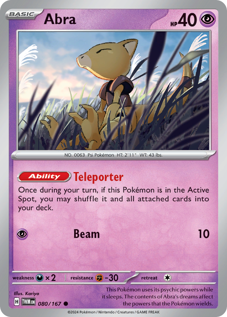 Abra - 080/167 - Reverse Holo - TWILIGHT MASQUERADE - Pokemon - Common | AA75-10