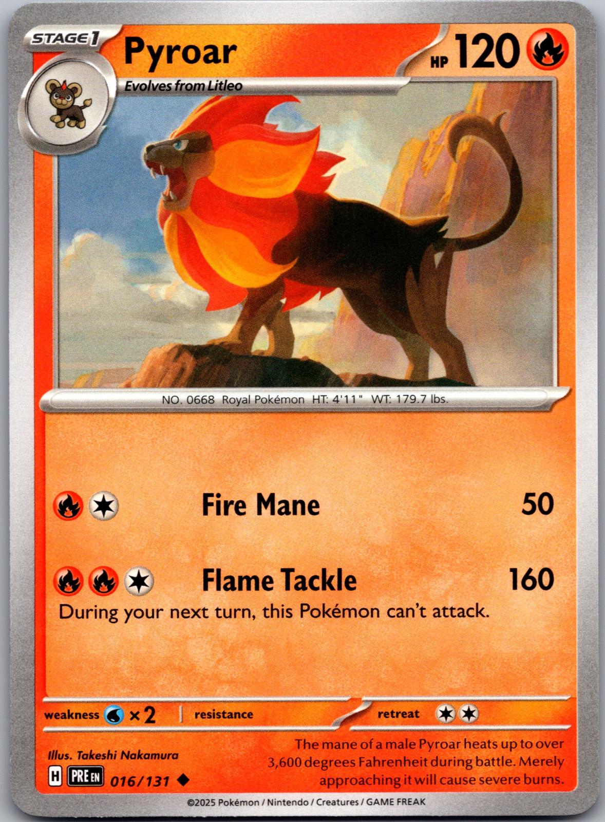 Pyroar - 016/131 - - PRISMATIC EVOLUTIONS - Pokemon - Uncommon | AA83-11