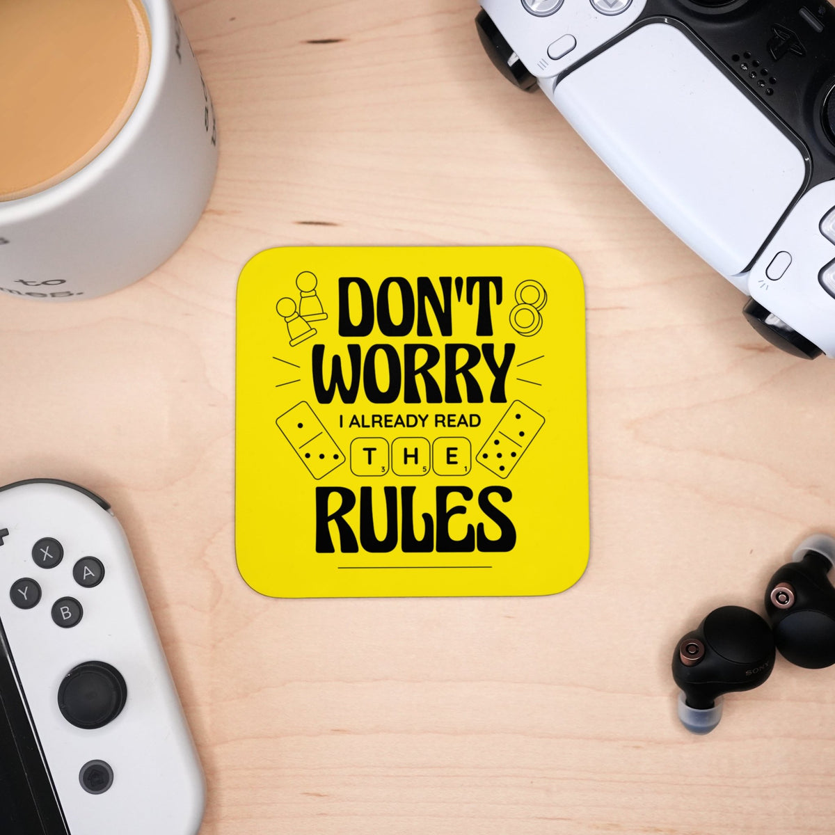 Coaster - Board Game Rules Mug Coaster Board Game Tabletop Gaming Gifts Accessories, RPG D&D Dice