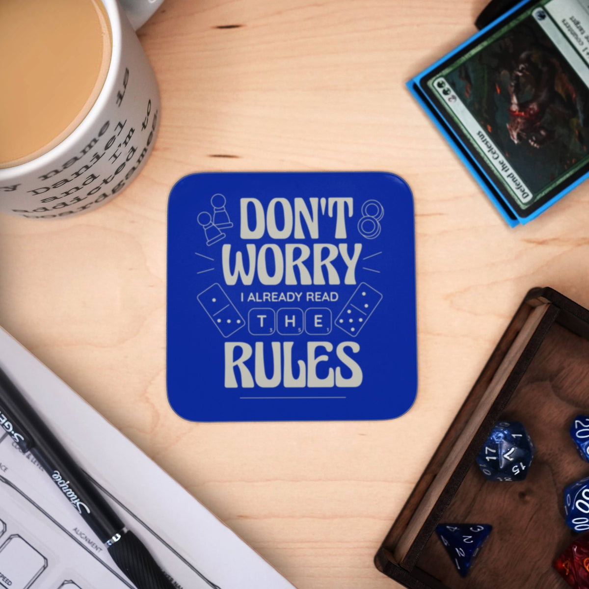 Coaster - Board Game Rules Mug Coaster Board Game Tabletop Gaming Gifts Accessories, RPG D&D Dice