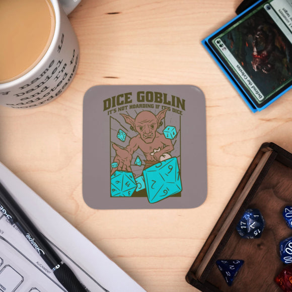 Coaster - Dice Goblin Design Mug Coaster Board Game Accessories, Tabletop Gaming Gifts, RPG Dnd Dice