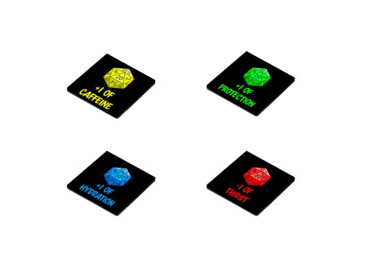 Coaster - Dnd Player Stats Board Game Tabletop Gaming Gifts Accessories, RPG D&D Dice