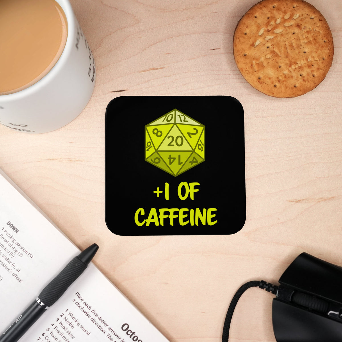 Coaster - Dnd Player Stats Board Game Tabletop Gaming Gifts Accessories, RPG D&D Dice