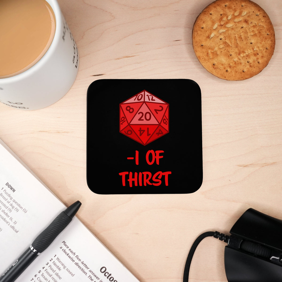 Coaster - Dnd Player Stats Board Game Tabletop Gaming Gifts Accessories, RPG D&D Dice